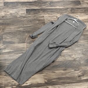 Venus Gray Ribbed Long Cardigan
